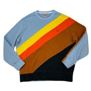 One 432 Parcham Sweatshirt XL Blue Baadil Sky Striped Long Sleeve Crew Pullover